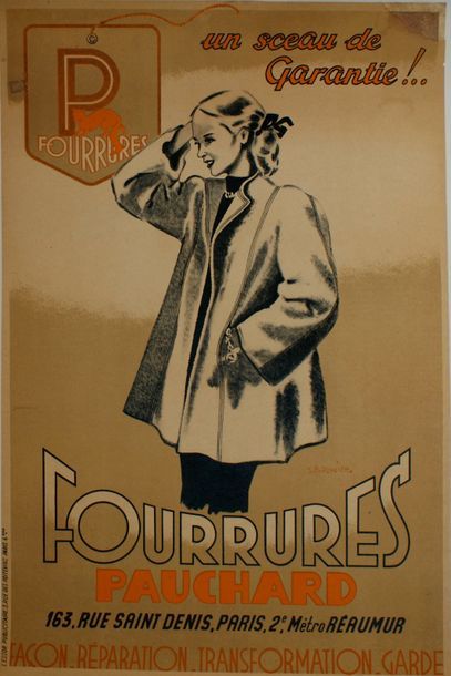 DUPUICHO J.A FOURRURES PAUCHARD Imp.Matot Braune Reims - 58 x 39 cm - Entoilée, assez...