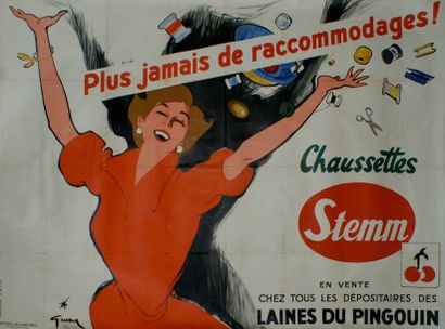 GRUAU René (1909-2004) CHAUSSETTES STEMM.”PLUS JAMAIS DE RACCOMMODAGES en vente chez...