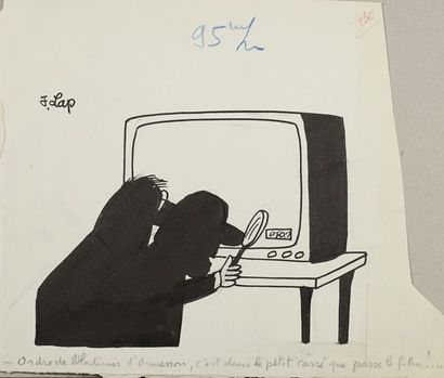 Jacques LAPLAINE, dit LAP ou J. LAP (1921-1987) Sant titre Encre noir SHG, 25x27...