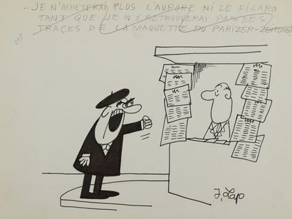 Jacques LAPLAINE, dit LAP ou J. LAP (1921-1987) Sans titre Encre noir SBD, 25x32,5...