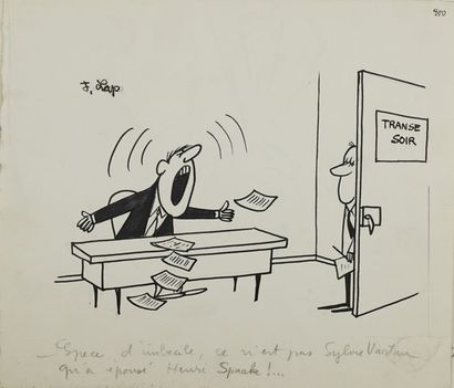Jacques LAPLAINE, dit LAP ou J. LAP (1921-1987) Sans titre Encre noir SHG, 23,5x27,5...