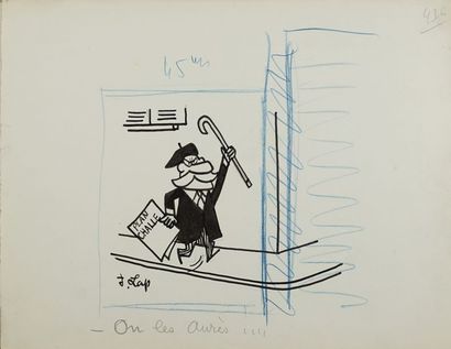 Jacques LAPLAINE, dit LAP ou J. LAP (1921-1987) « On les Aurès… » Encre noir et crayon...