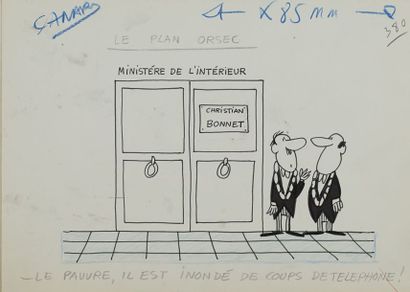 Jacques LAPLAINE, dit LAP ou J. LAP (1921-1987) « LE PLAN ORSEC » Encre noir et crayon...