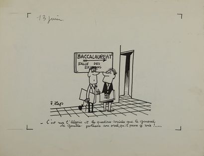 Jacques LAPLAINE, dit LAP ou J. LAP (1921-1987) « Baccalauréat » Encre noir SBG,...