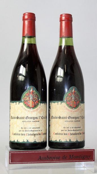 null 2 bouteilles NUITS St. GEORGES 1er cru CONFRERIE DES CHEVALIERS DE TASTEVIN...