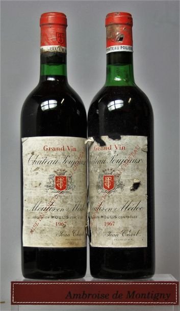 2 bouteilles CHÂTEAU POUJEAUX - Moulis 1967...