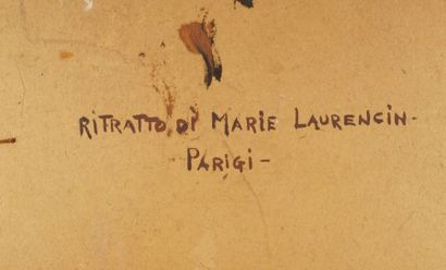 Ecole XXème " Ritratto de Marie Laurencin" huile sur carton titrée au dos et situé...