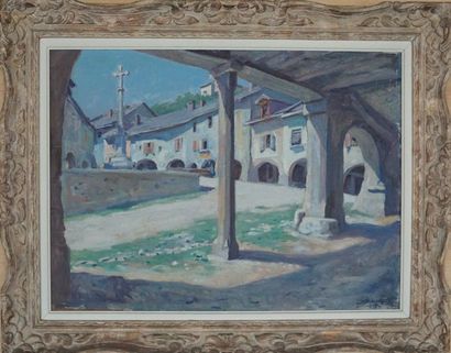 Lucien Hector JONAS (1880-1947) Vue de village huile sur toile signée en bas à droite...