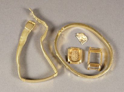 null Lot en or jaune 18 carats 750 millièmes composé d'un bracelet ouvrant ( enfoncements...