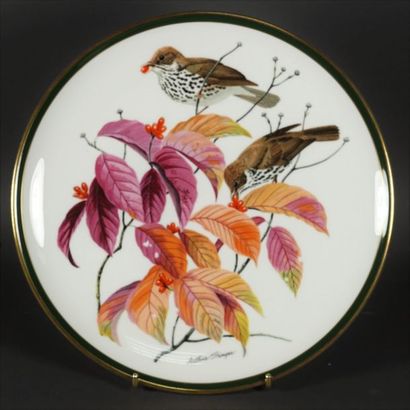 null Arthur Singer 11 assiettes en porcelaine à décor d'oiseaux chanteurs Franklin...