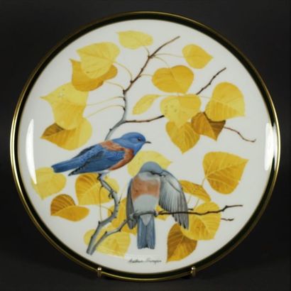 null Arthur Singer 11 assiettes en porcelaine à décor d'oiseaux chanteurs Franklin...
