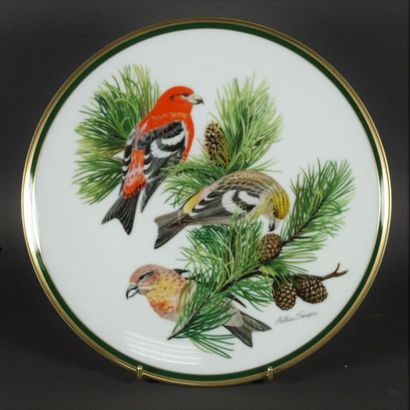 null Arthur Singer 12 assiettes en porcelaine à décor d'oiseaux des bois Franklin...