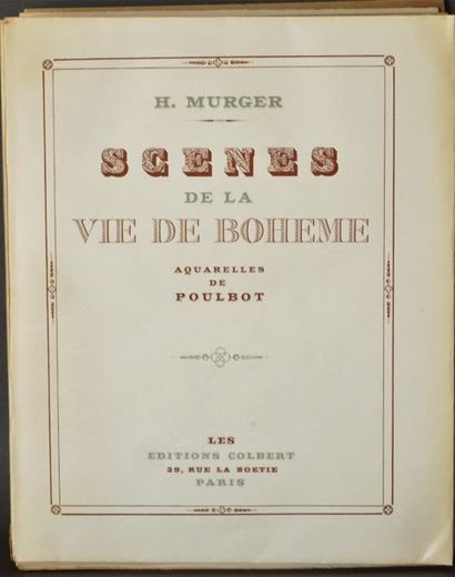 Henri MURGER  Scène de la vie de bohème . Un volume illustré de 21 aquarelles de...