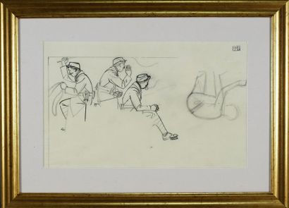 Bernard BOUTET DE MONVEL (1881-1949) Etude de militaires. Encre et crayon sur calque...