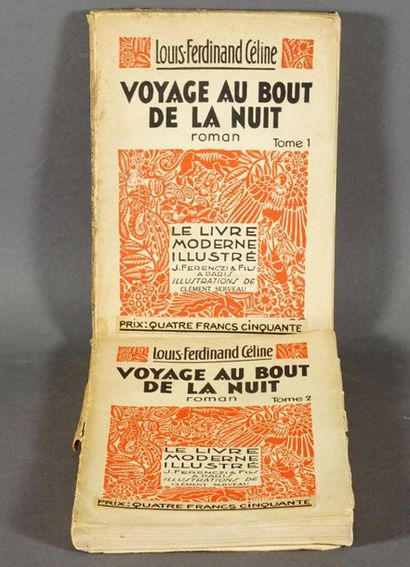 Louis Ferdinand CELINE "Voyage au bout de la nuit" en deux volumes brochés, illustrations...