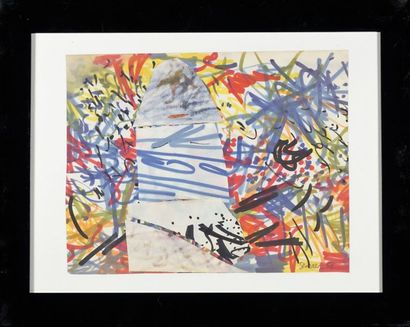 Charles Semser (1922-2011) Aquarelle et collage sur papier signé et daté 58 en bas...