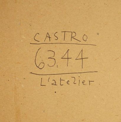 Sergio DE CASTRO (1922-2012) « L’atelier ». Gouache sur papier signée en bas à droite,...