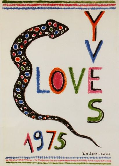 SAINT-LAURENT Yves (1936-2008) LOVE.1975-1976 et 1977 Ensemble de 3 cartes de voeux...