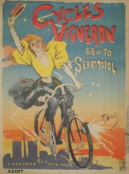 LUNEL Fernand (1857-1933) CYCLES VIGNERON. Vers 1905 Nouvelles Affiches Artistiques...