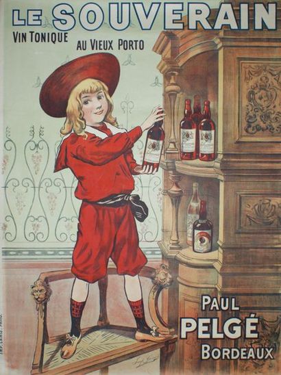 ANONYME LE SOUVERAIN. "VIN TONIQUE AU VIEUX PORTO". Paul Pelgé, Bordeaux. Vers 1900...