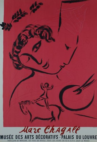 CHAGALL Marc (1887-1985) Musée des Arts Décoratifs, Paris.  LE PEINTRE EN ROSE. 1959...