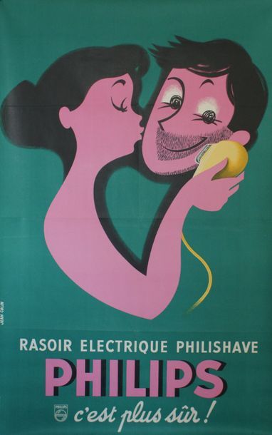 COLIN Jean (1881-1961) RASOIR PHILIPS.”C’EST PLUS SÛR !”. Vers 1955 Aljanvic, Paris...