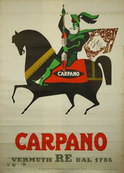 TESTA Armando (1917-1992) CARPANO. ”VERMUTH RE dal 1786” Graf.Pirouana, Milano -...