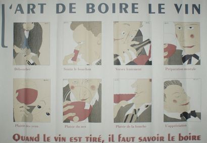 MARTIN L’ART DE BOIRE LE VIN Imprimerie les amis du vin - 70 x 100 cm - Non entoilée,...