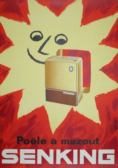 ONELL POÊLE À MAZOUT Ets de La Vasselais, Paris - 80 x 60 cm - Entoilée, bon état...