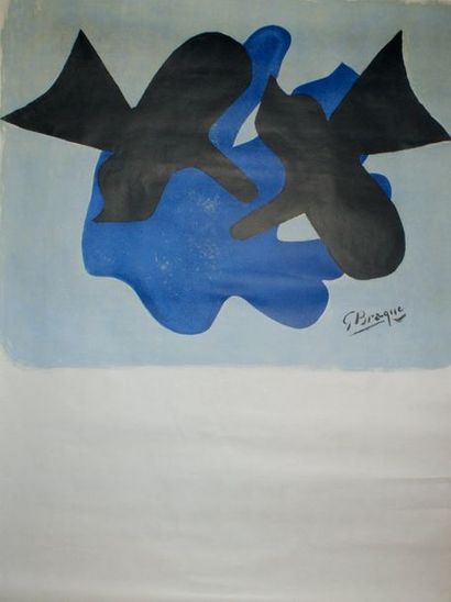 BRAQUE Georges (d’après) LES DEUX OISEAUX Sans mention de l’ imprimeur (mais imprimée...