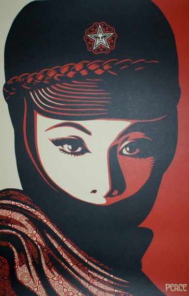 Shepard FAIREY (né en 1970) MUJER FATALE. 2017 Lithographie - Signée au crayon en...