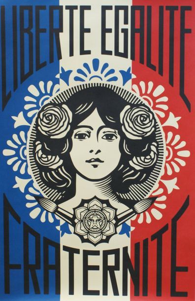 Shepard FAIREY (né en 1970) LIBERTE-EGALITE-FRATERNITE 2017 Lithographie - Signée...