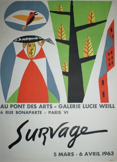 SURVAGE Léopold (1879-1968) AU PONT DES ARTS - GALERIE LUCIE WEILL.Mars-Avril 1963...