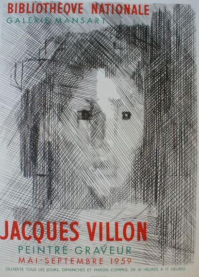 VILLON Jacques (1875-1963) (3 affiches) ALBI (1955) - MUSÉE GALLIÉRA (1957) et BIBLIOTHÈQUE...