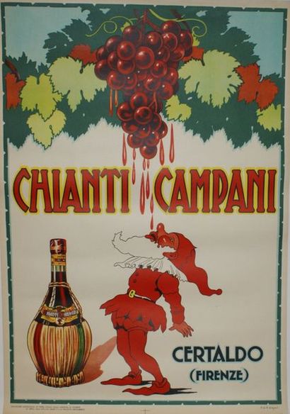 ANONYME CHIANTI CAMPANI, Certaldo FIRENZE.Vers 1930 A.G.A Empoli- Affissione autorizzata...