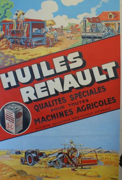 ANONYME HUILES RENAULT Imp.des Huiles Renault - 120 x 80 cm - Non entoilée, mauvais...