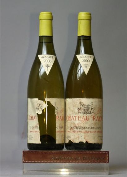 CHÂTEAU RAYAS BLANC - CHÂTEAUNEUF DU PAPE 2000 2 bouteilles - Etiquettes tachées...