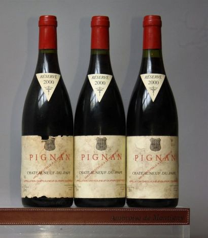 CHÂTEAU RAYAS "PIGNAN" - CHÂTEAUNEUF DU PAPE 2000 3 bouteilles - Etiquettes légèrement...