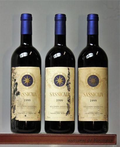 SASSICAIA - Tenuta San Guido - Italie 3 bouteilles- Etiquettes tachées et abimées....