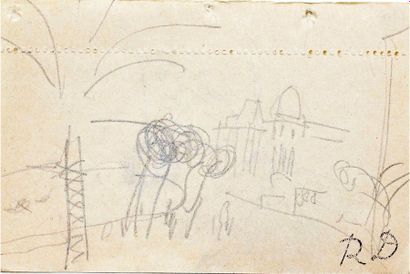 Raoul DUFY (1877-1953) Cannes/Nice, la cote d'Azur, dessin à la mine de plomb, portant...
