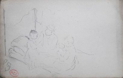 Henri-Édmond CROSS (1856-1910) « Groupe de personnages », dessin à la mine de plomb,...