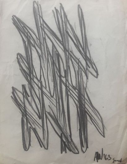 Willy ANTHOONS (1911-1982) « Abstraction », dessin à la mine de plomb, signé des...