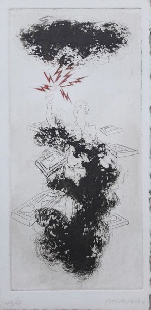 La fée électricité, anonyme Gravure signé, numéroté 13/19, 21 x 10 cm