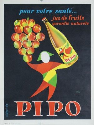 ROLAND André PIPO.”JUS DE FRUITS”.Vers 1955 Etablissements de La Vasselais, Paris...