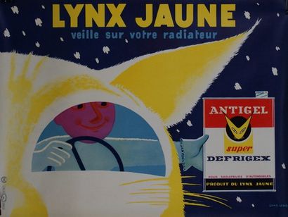 SAINT-GENIES LYNX JAUNE Etablissements de La Vasselais, Paris- 30 x 40 cm - Non entoilée,...