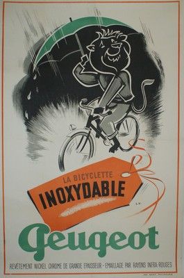 L.V PEUGEOT LA BICYCLETTE INOXYDABLE Imprimerie Bahy, Mulhouse - 123 x 80 cm - Entoilée,...