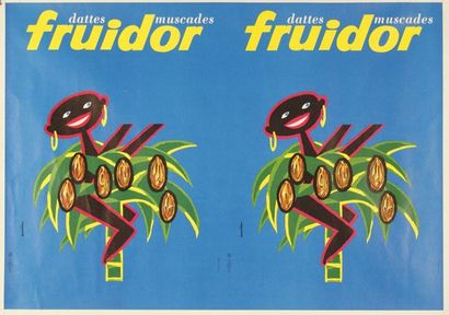 AURIAC Jacques (1922-2003) DATTES MUSCADES FRUIDOR. Vers 1962 2 affichettes sur une...