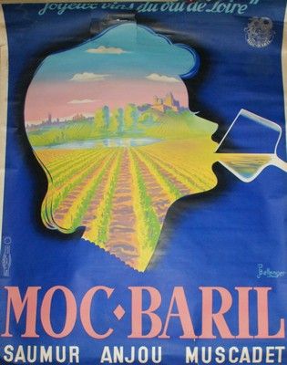 BELLENGER.J (3 affiches). VITTEL EVIAN & MOC BARIL, Saumur Anjou Muscadet Imprimerie...