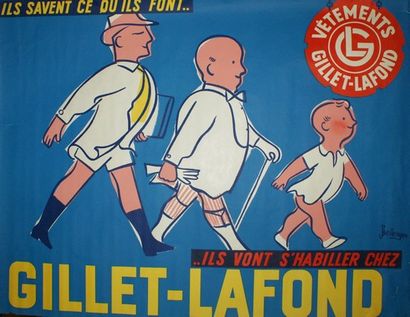 BELLENGER.J (2 affiches) PATAUGAS.”LE BRODEQUIN SOUPLE”.VÊTEMENTS GILLET-LAFOND Imprimerie...