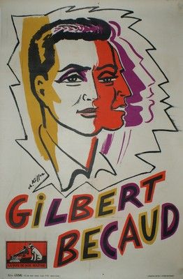KIFFER Charles (1902-1992) GILBERT BÉCAUD Atelier Girbal - 120 x 80 cm - Entoilée,...